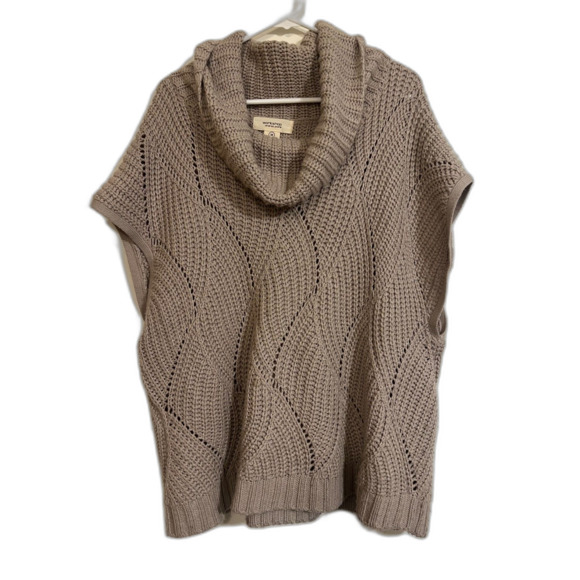 Workshop Andrea Jovine Womens Sweater Sz Medium Taupe Knit Sleeveless Turtleneck - Picture 1 of 5